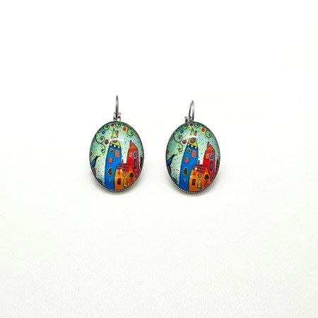 earrings steel silver oval small town1